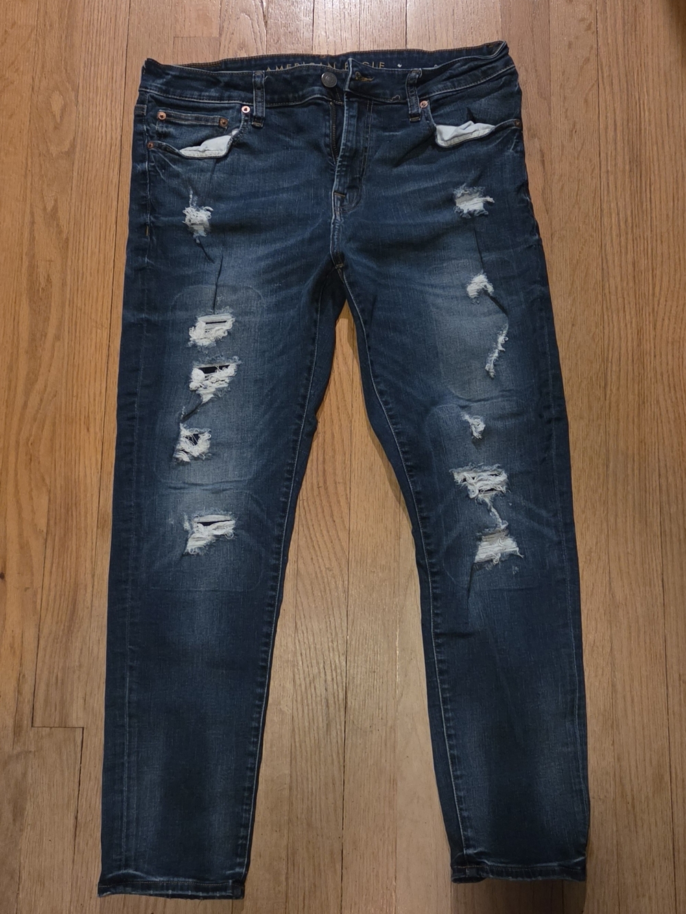 American Eagle Outfitters Ripped Dark Blue Skinny Jeans